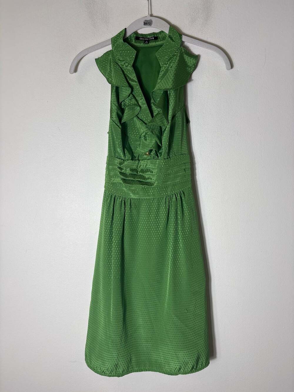 Gianni Bini Green Sleeveless Ruffled Collar Knee Length Dress Sz 0